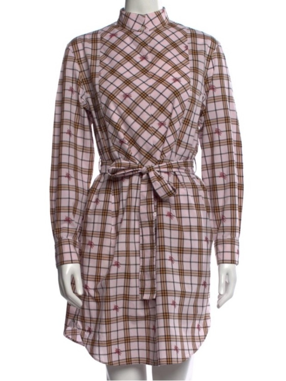 Burberry Pink and Brown Plaid Button-Up Shirt